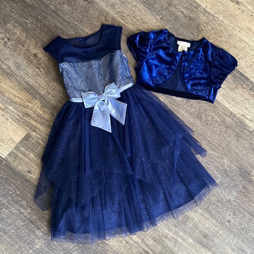 Little girls blue dress with cover sizes 5, 3t available